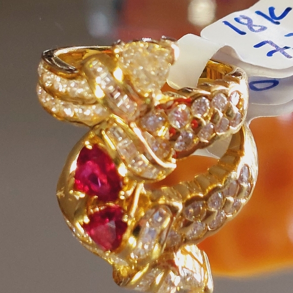 Authentic ruby and diamond ring - Picture 3 of 6